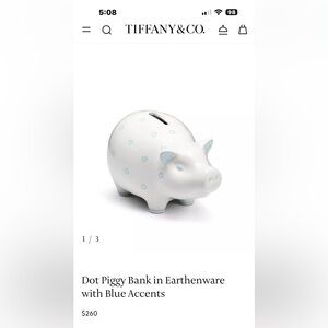 Tiffany White Piggy Bank with Blue Polka Dots $50